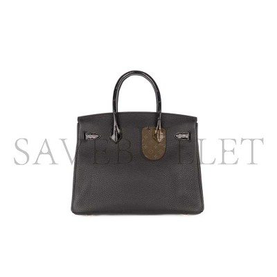 HERMÈS MASTER BIRKIN 30 TOUCH NOIR  BLACK SHINY CROCODILE NILOTICUS TOGO ROSE GOLD HARDWARE (30*23*15cm)